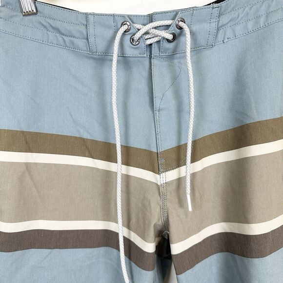 Vissla Board Shorts Mens 29 Blue Stripe Surf Swim Beach Pool  8" Inseam Pockets - Picture 2 of 15